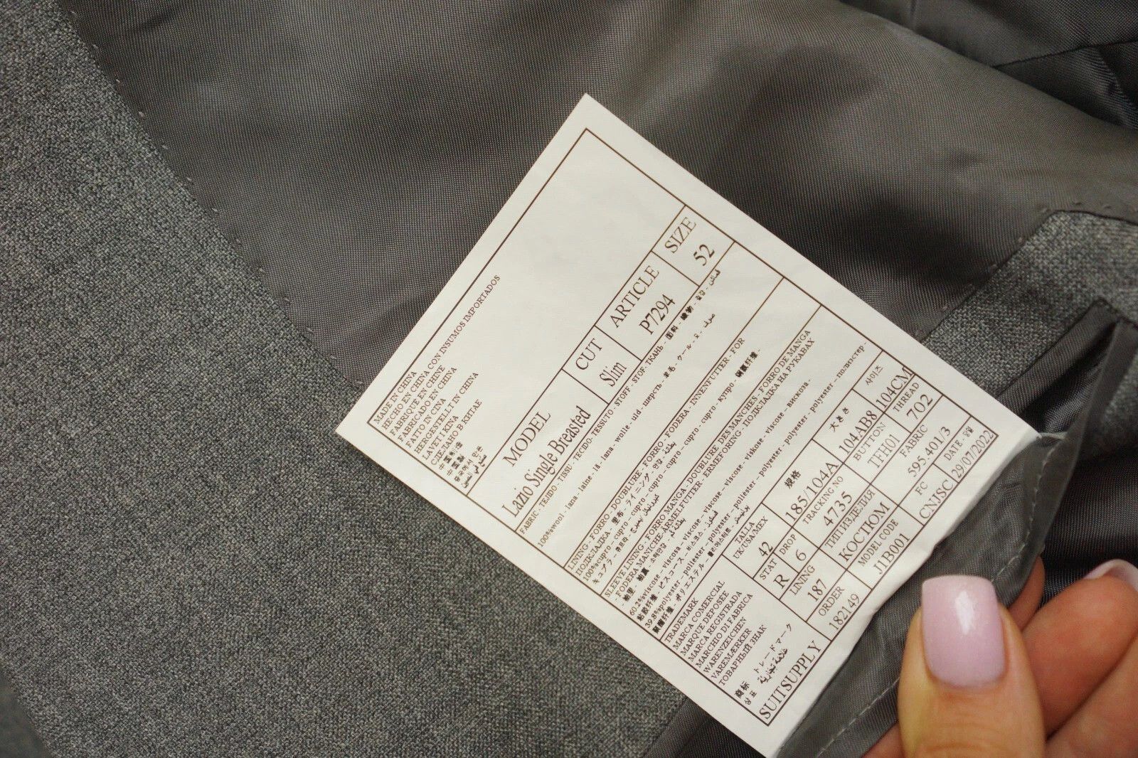 Suitsupply Men Suitsupply Suit Lazio Single Breasted Grey Wool US42 Size 42R - 6 Thumbnail