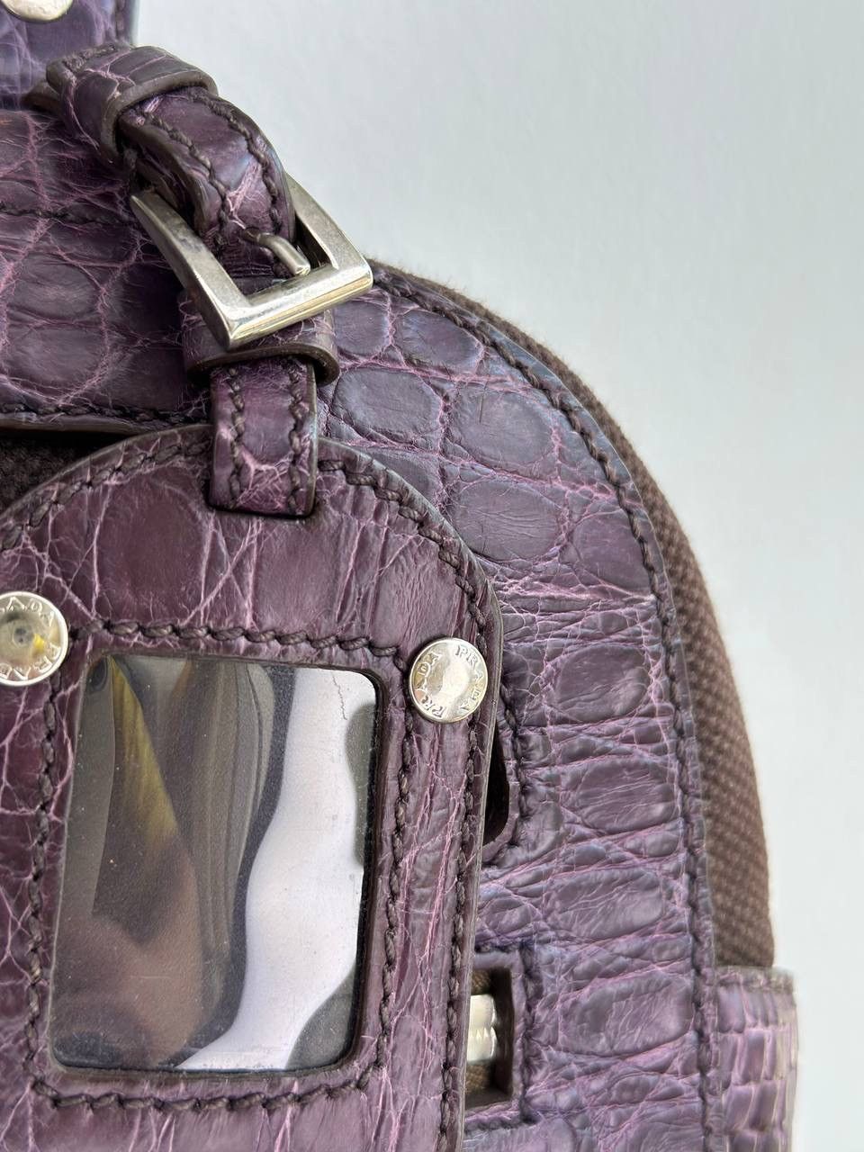 Dior Prada Vitello Zipper Buckle Bag Bowling crocodile purple Size ONE SIZE - 17 Thumbnail