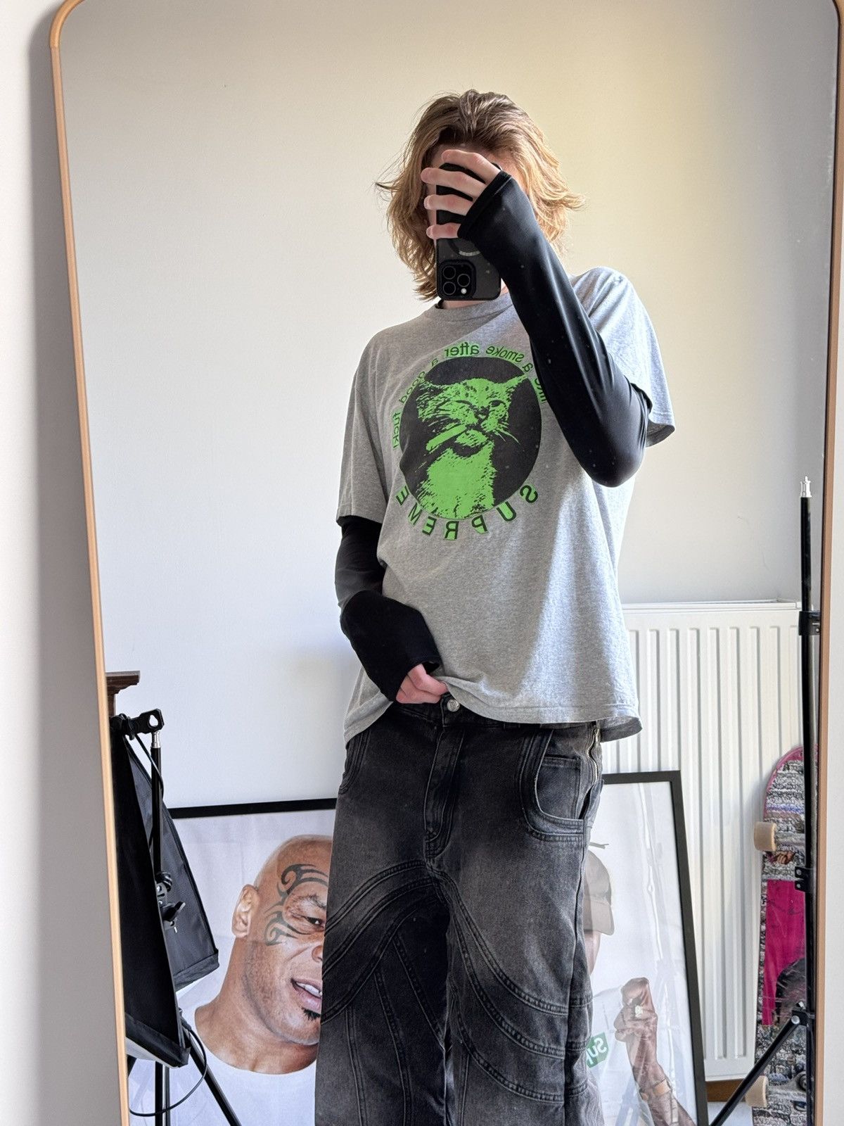 Supreme × Vintage Vintage Supreme Smoke Cat 🐈 Tee Hype like a 💨 after sex Size US L / EU 52-54 / 3 - 11 Thumbnail