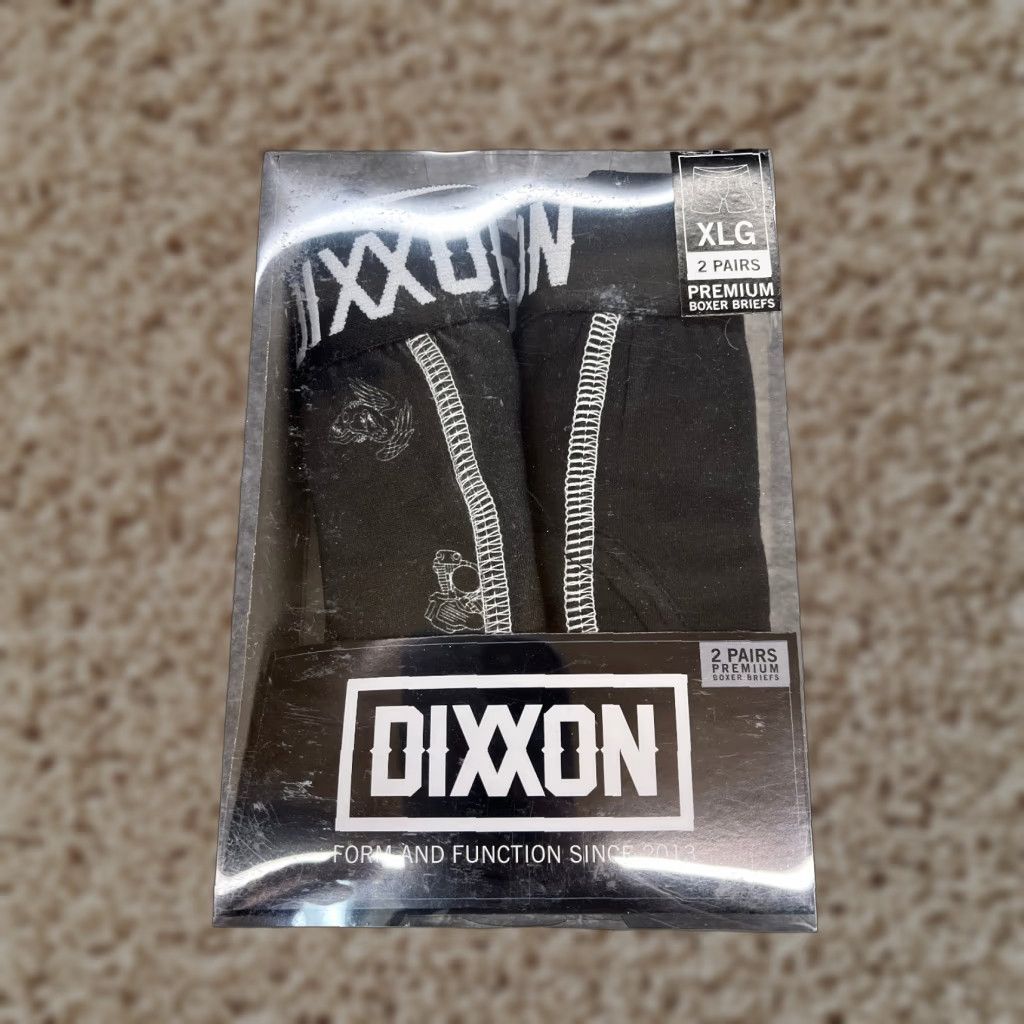 Vintage Dixxon Premium Boxer Briefs Men Extra Large Black Goth Punk Bulldog Two Pack XL Black Solid 2 Piece Underwear Mens Boxer Brief Size 46R - 1 Thumbnail