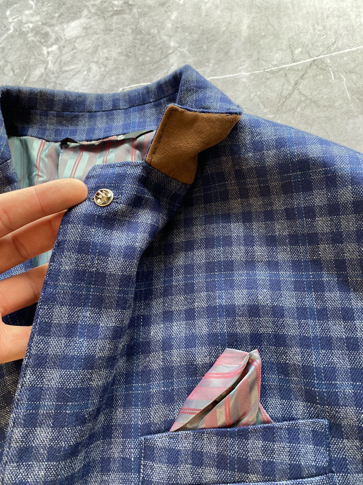 Designer Rare Linea Sartoriale Milano Check Thick Flannel Wool Blazer Size 52R - 9 Thumbnail