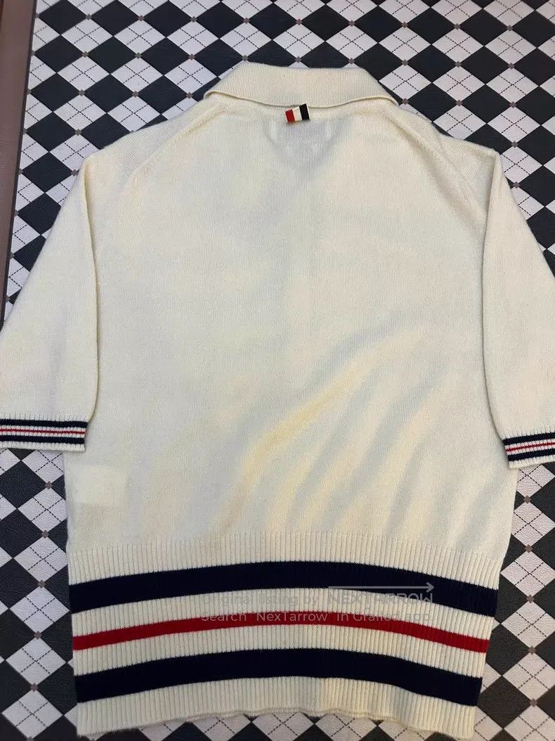 Thom Browne Thom Browne White Short Sleeve Knit Polo Shirt Size US S / EU 44-46 / 1 - 4 Thumbnail