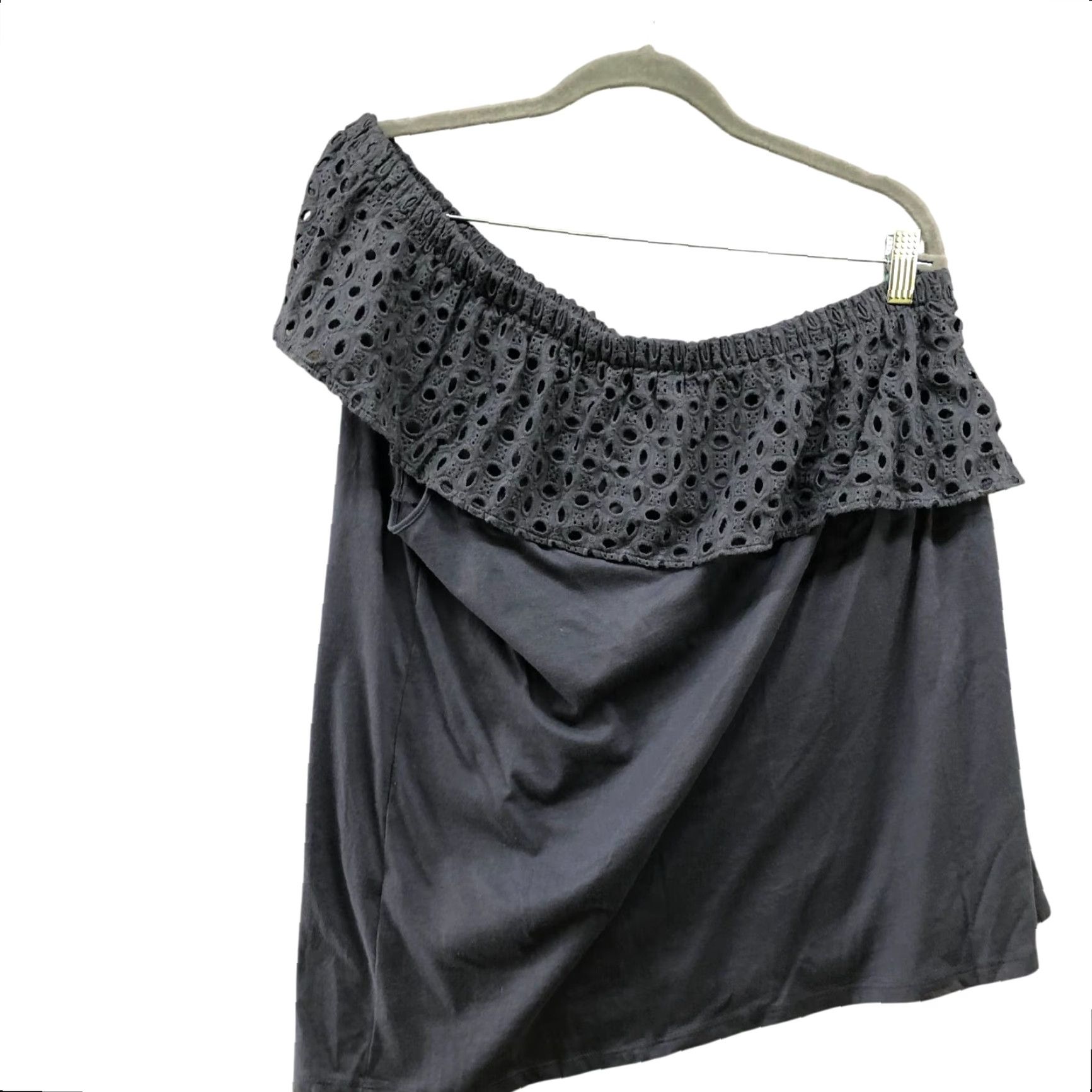 Loft LOFT One Shoulder Blouse Womens L Blue Ruffle Cotton Casual Summer Size L / US 10 / IT 46 - 2 Thumbnail