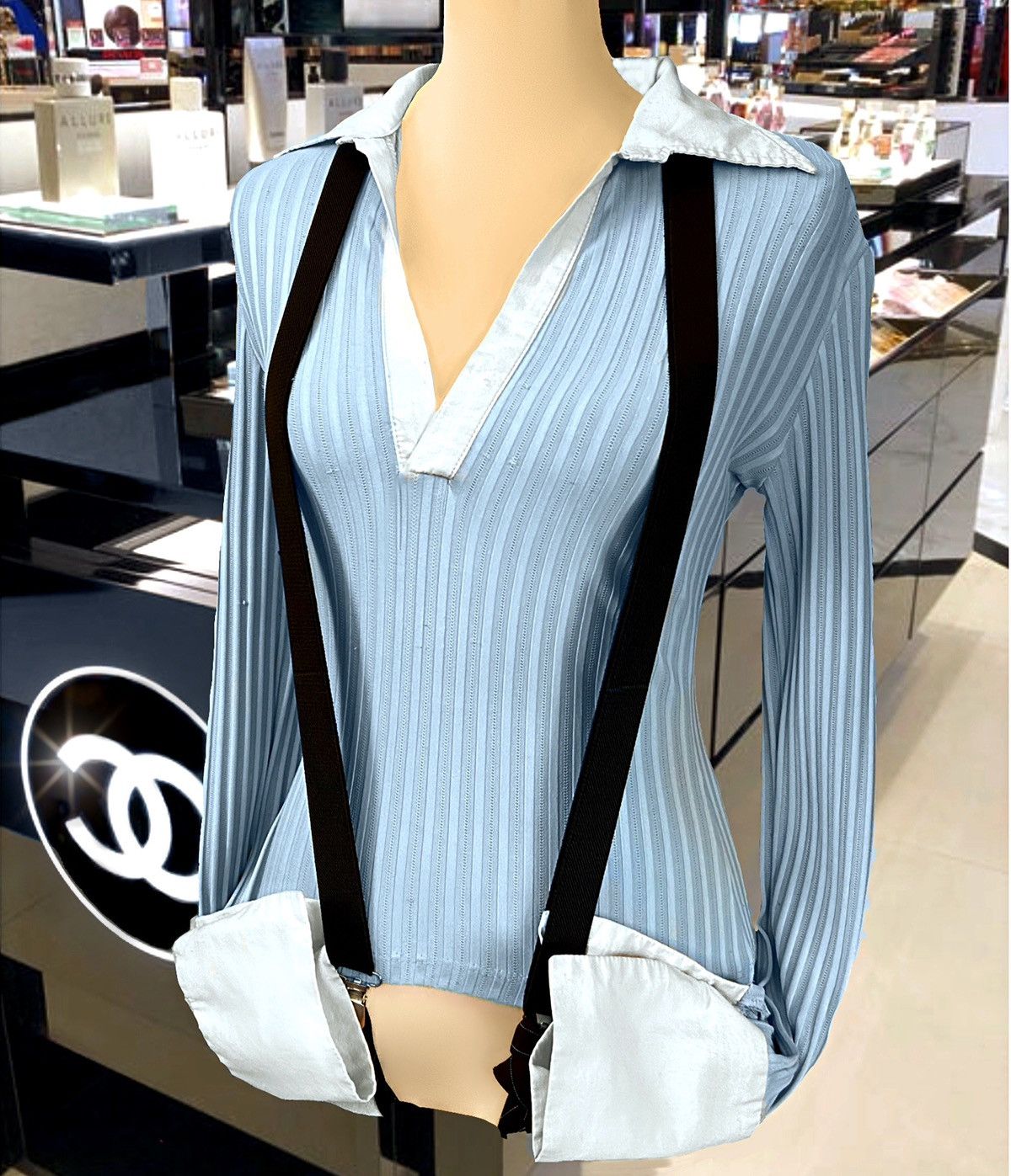 Designer × Other × Vintage Y2K 1990’s Vintage Blue Cuffed and Collar Shirt. Size M / US 6-8 / IT 42-44 - 1 Thumbnail