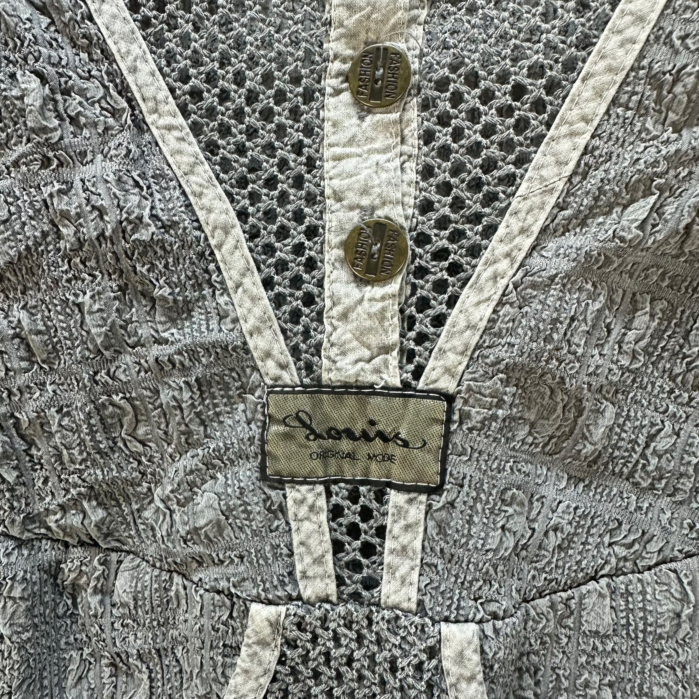 Vintage LOUIS BAMBOO SHOOT HALF BUTTON MESH SHIRT #9010-48 Size XL / US 12-14 / IT 48-50 - 3 Thumbnail
