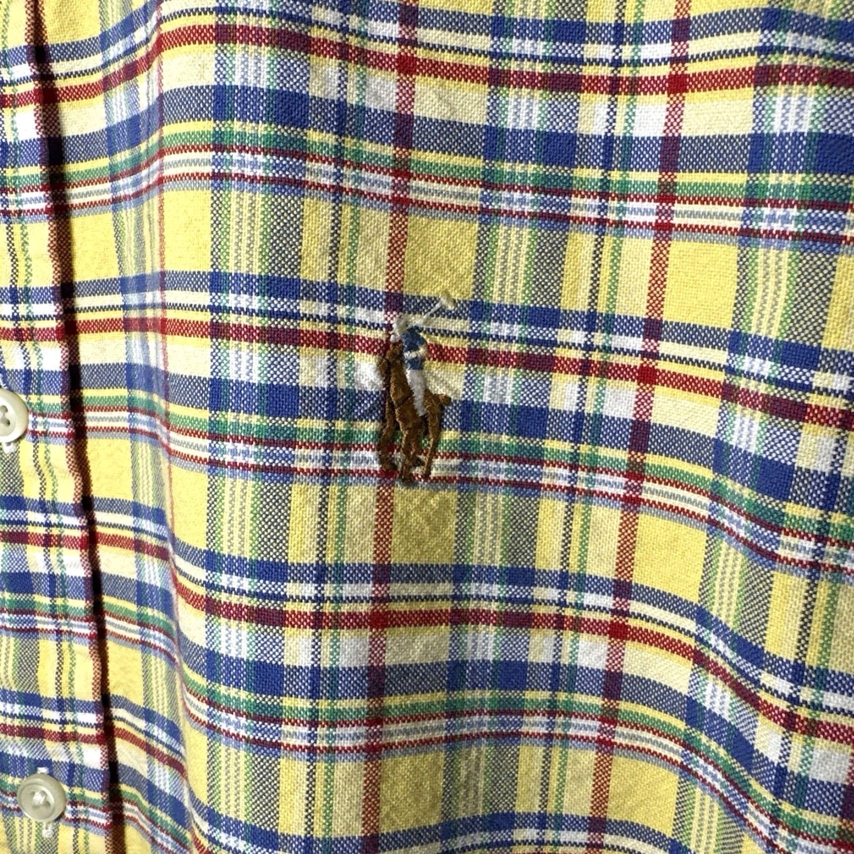 Ralph Lauren Ralph Lauren Shirt Mens Large Yellow Blue Plaid Long Sleeve Button-Up Button-Down Collar Classic Preppy Cotton Chambray All Seasons Men Size US L / EU 52-54 / 3 - 2 Thumbnail