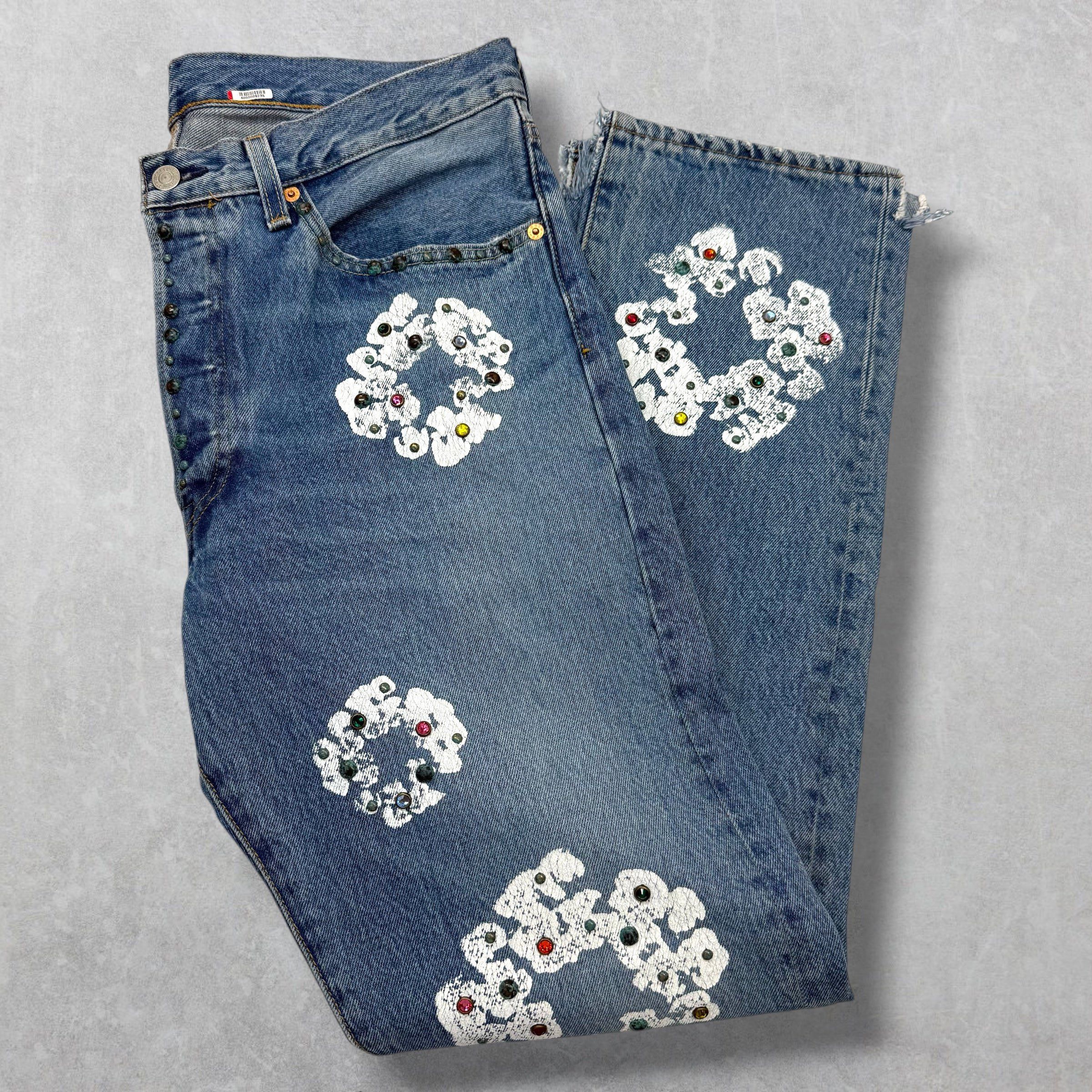 Levi's Denim Tears Levis 501 Rhinestone Jeans 33 Size US 33 - 3 Thumbnail