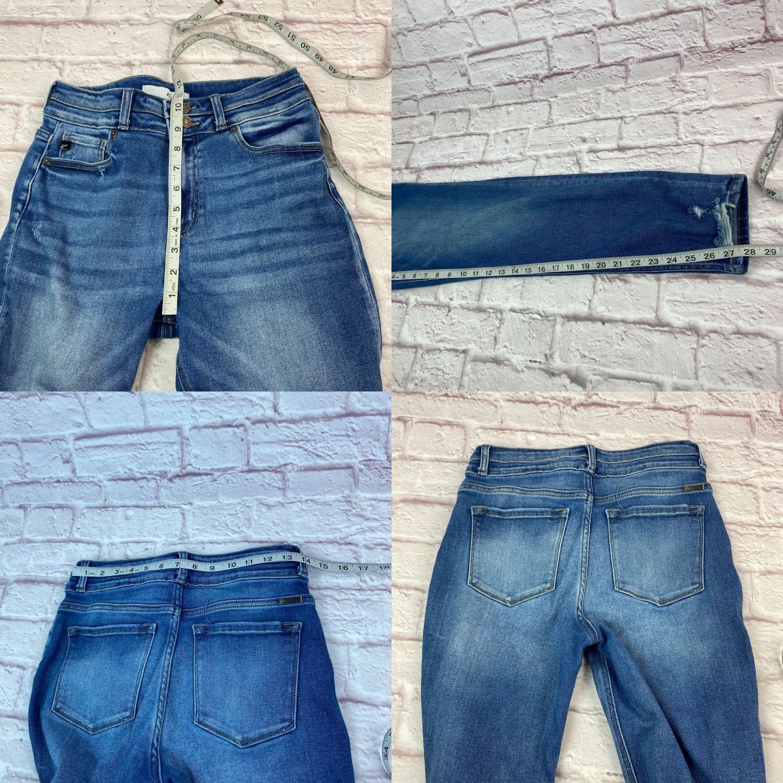 Vintage Kancan Jeans Womens Size 28 High Rise Skinny Distressed Frayed Hem Medium Wash Blue 90s City Bohemian Jeans Womens Size 28 Mens Girls? Size 28" / US 6 / IT 42 - 8 Thumbnail