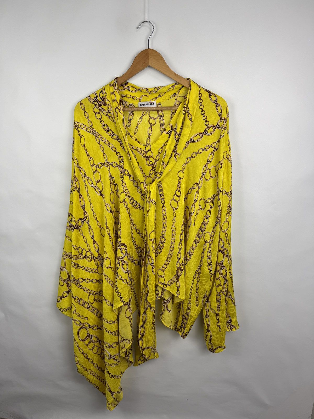 Balenciaga 🇮🇹 SS19 Balenciaga Chain Print Silk Blouse Baroque Style Size ONE SIZE - 9 Thumbnail