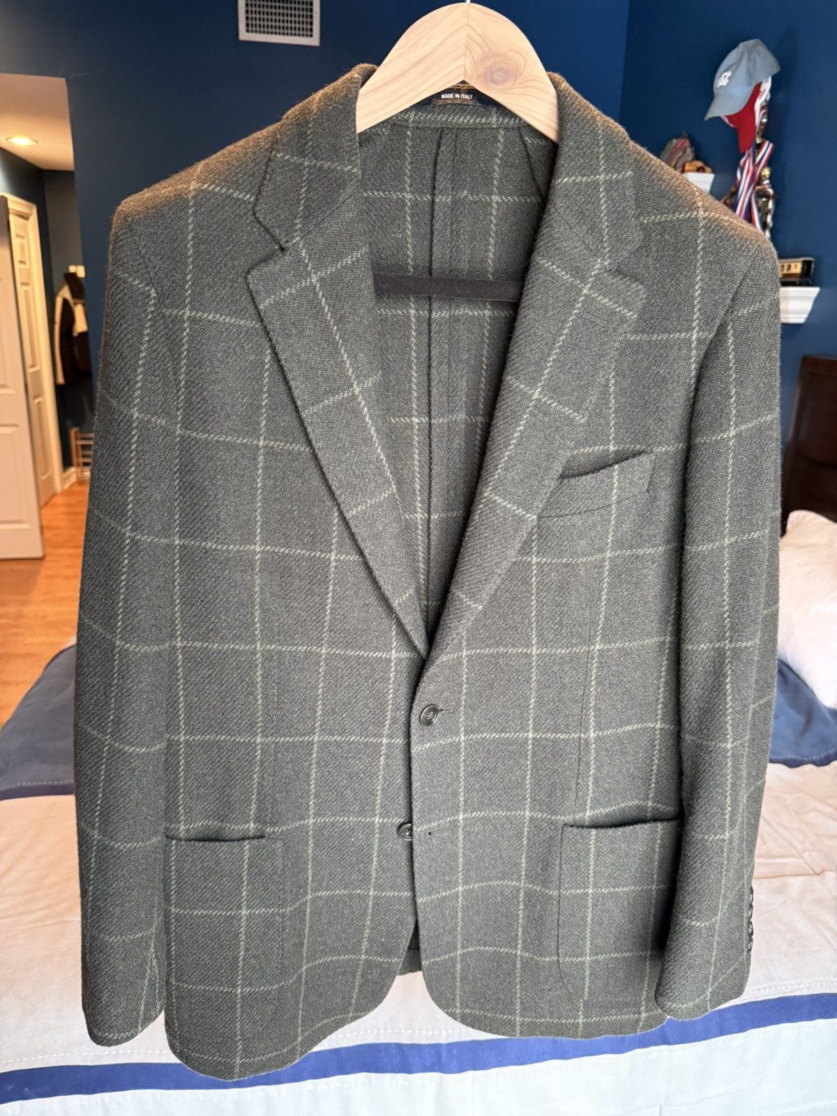 Todd Snyder Todd Snyder Olive Windowpane Sport Coat Size 40R - 2 Thumbnail