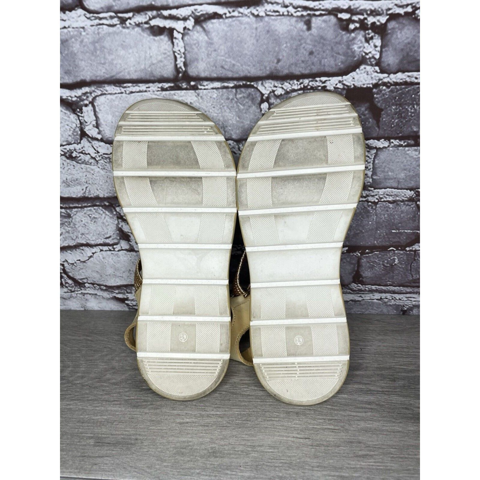 Other Fantasy Sandals Tan Nubuck Fabric Cross Strap Wedge Flex Sol Size US 8.5 / IT 38.5 - 15 Thumbnail