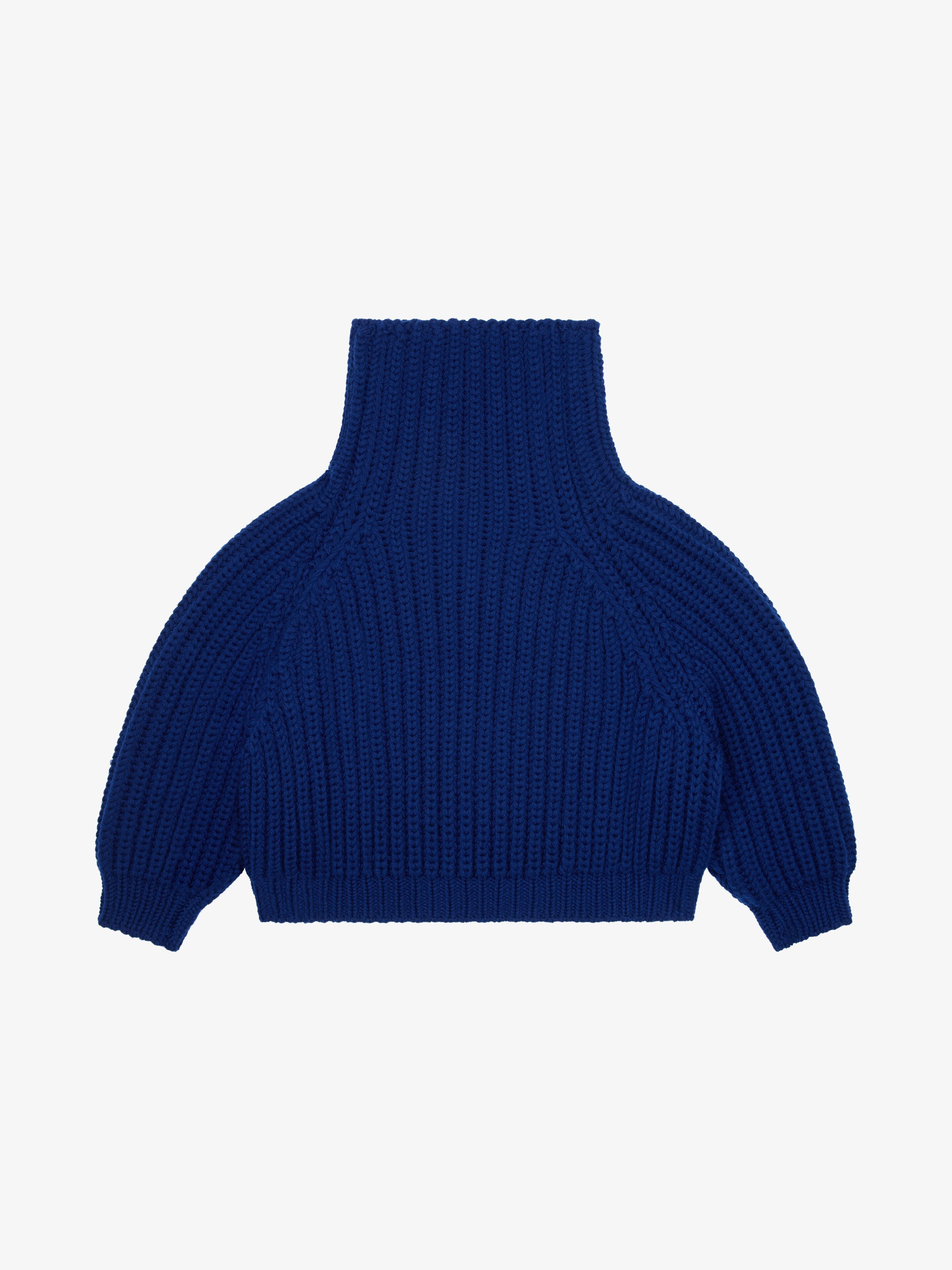 Givenchy o1srvl11e0725 Funnel Neck Wide Short Sweater in Blue Size M / US 6-8 / IT 42-44 - 1 Thumbnail