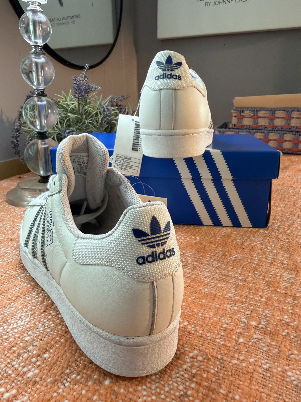 Adidas White On Blue Adidas Superstar Sample size 9 new Size US 9 / EU 42 - 6 Thumbnail