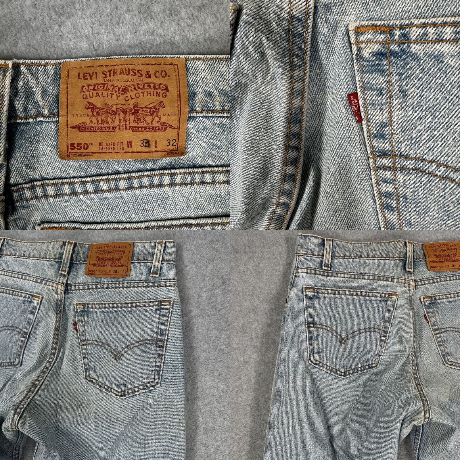 Levi's VINTAGE Levi's 550 Jeans Mens 34x32 Relaxed Fit Tapered Leg Made USA 90s Denim Blue Cotton 100% Relaxed Fit Mens 90s USA Denim Jeans Size US 34 / EU 50 - 9 Thumbnail