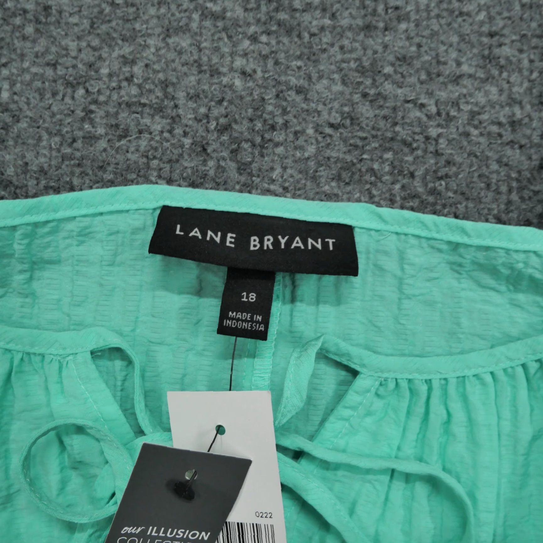 Vintage Lane Bryant Top Womens 18 Green Shirt Cold Shoulder Smock Waist Blouse Sleeveless Collared Button Non-Iron Casual Size XXL / US 16-18 / IT 52-54 - 5 Thumbnail