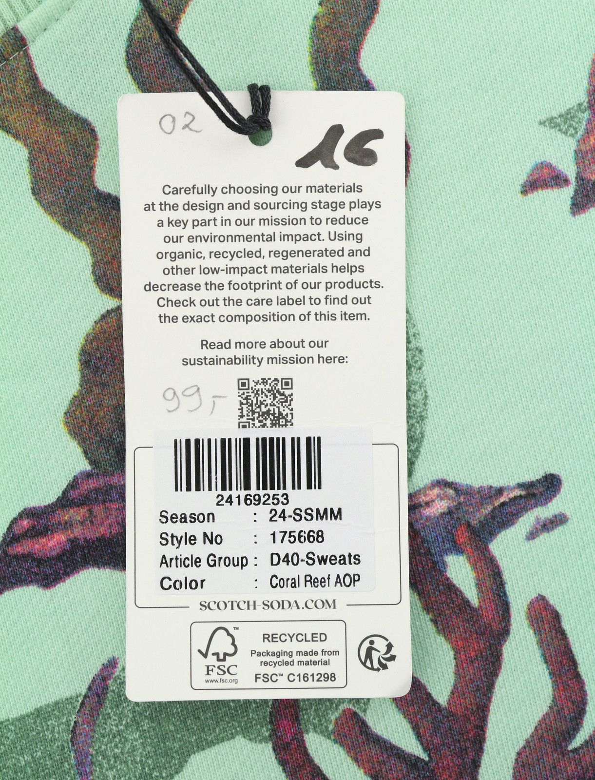 Scotch & Soda M Green Coral Reff Aop Cotton Crew Neck 91027 Size US M / EU 48-50 / 2 - 7 Thumbnail