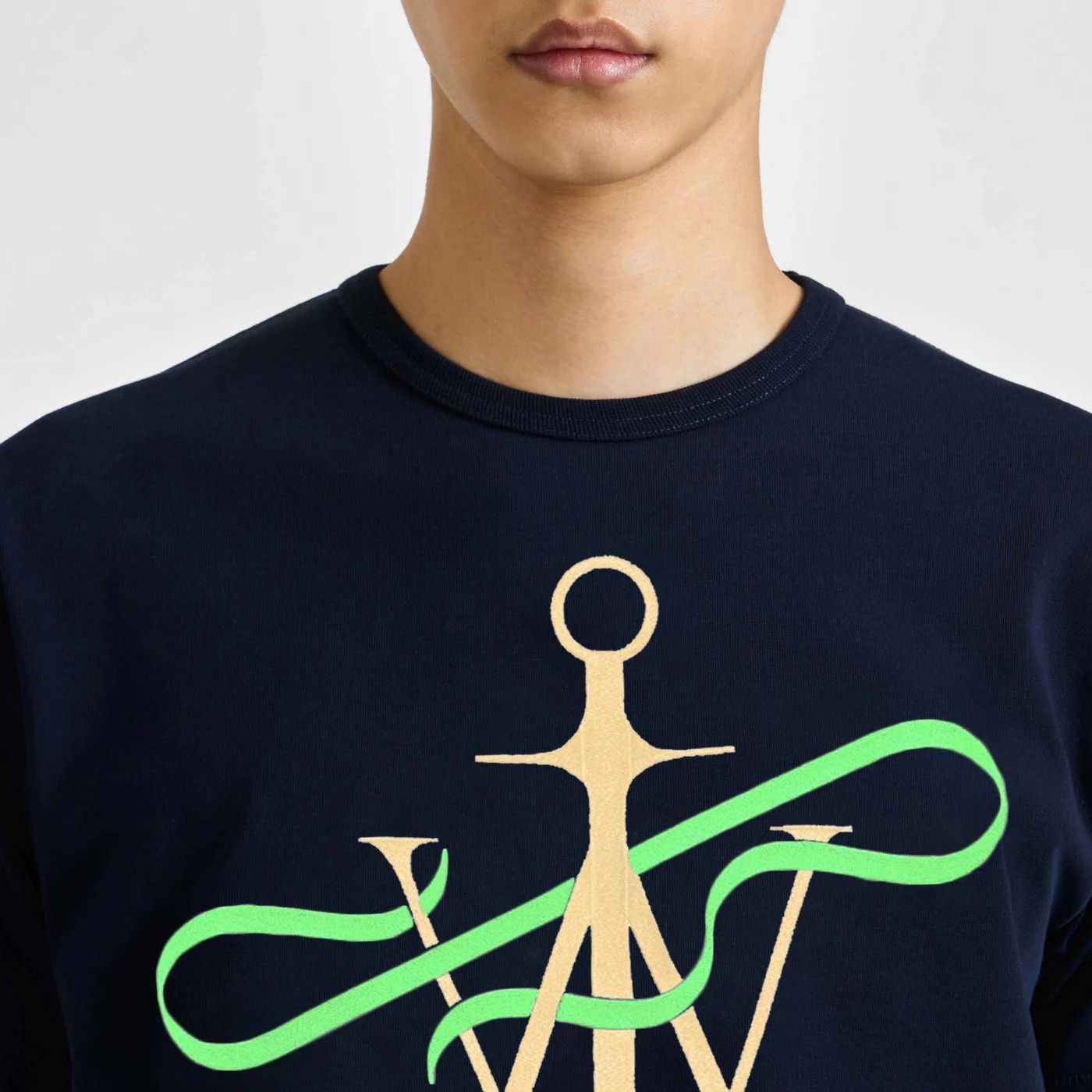 JW Anderson o1d2blof0526 Logo Print Short Sleeve T-Shirt in Navy Blue Size US M / EU 48-50 / 2 - 4 Thumbnail