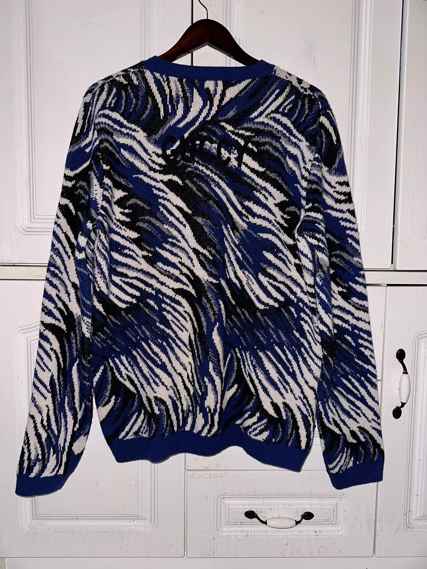 Gucci GUCCI Wolf Head Knit Wool Blue M Runway Sweatshirt Size US M / EU 48-50 / 2 - 2 Thumbnail