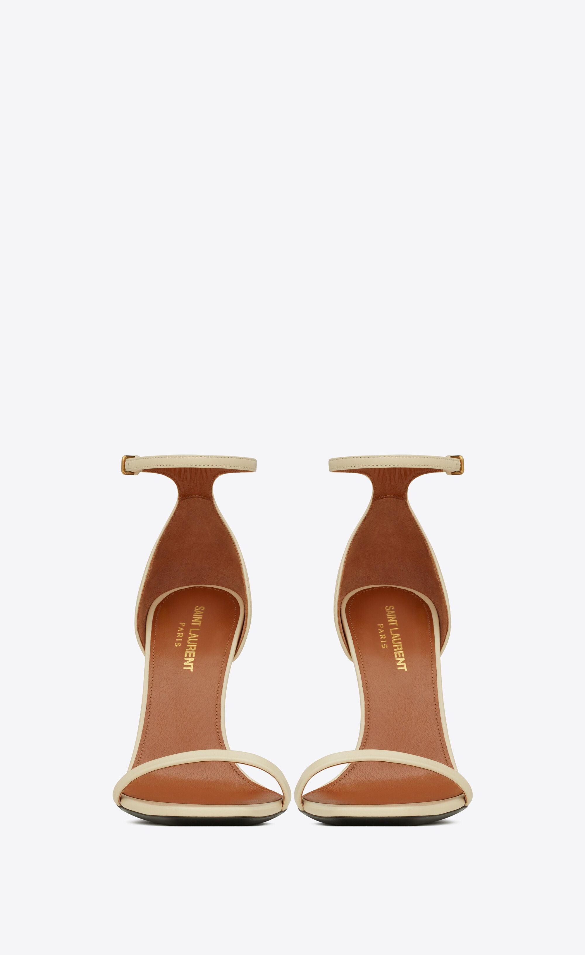 Saint Laurent Paris o1s1wg111124 Opyum Sandals in Smooth Leather in Beige Size US 10.5 / IT 40.5 - 2 Thumbnail