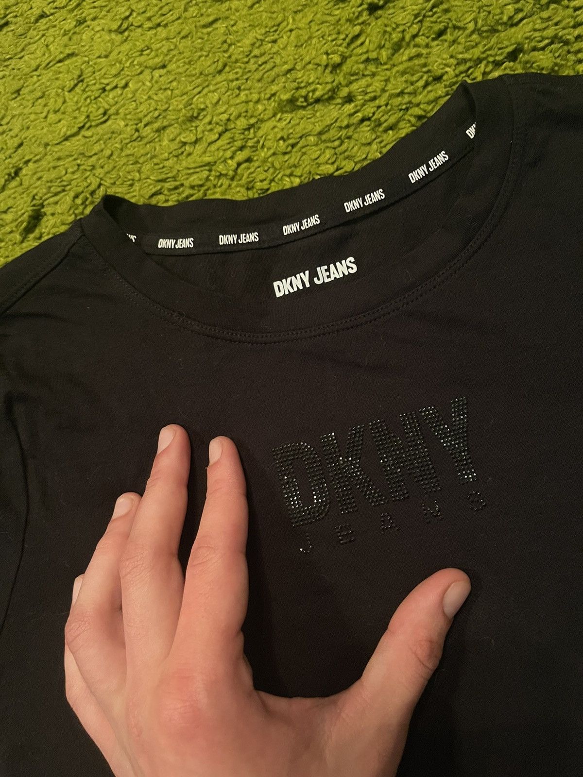 DKNY × Donna Karan DKNY Donna Karan rhinestones logo t-shirt Size S / US 4 / IT 40 - 3 Thumbnail