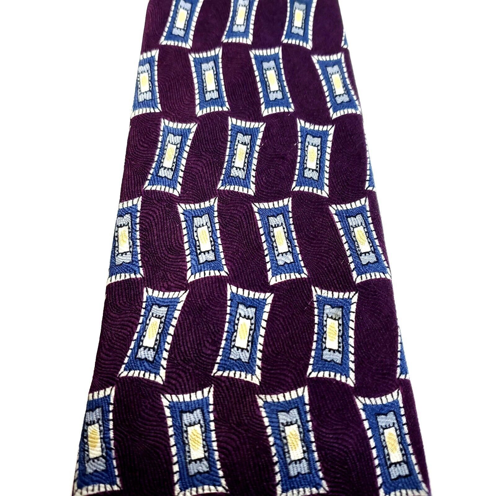 Lands' End Land's End Silk Tie Wide Print Purple Geometric Size ONE SIZE - 2 Thumbnail