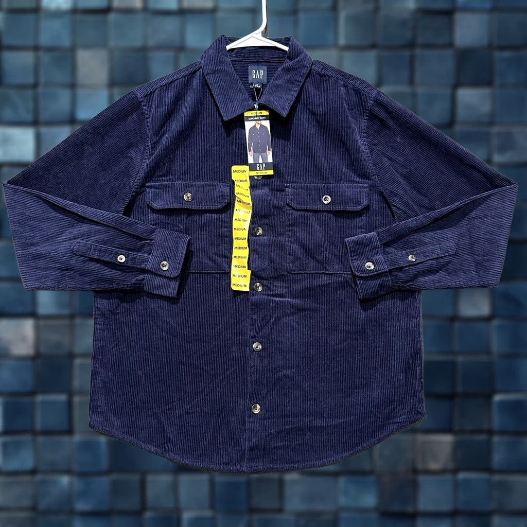 Gap GAP Shirt Mens M Navy Blue Corduroy Long Sleeve Button Up MSRP 80 Size US M / EU 48-50 / 2 - 1 Thumbnail