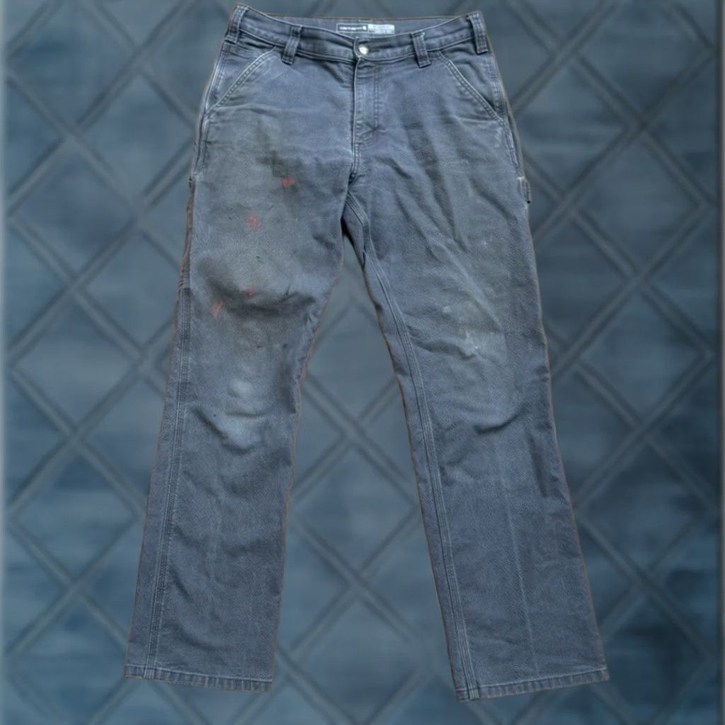 Carhartt VINTAGE Carhartt 103279 GVL Relaxed Fit Rugged Flex Duck Work Pants Grey 31x32 Distress Size US 31 - 1 Thumbnail