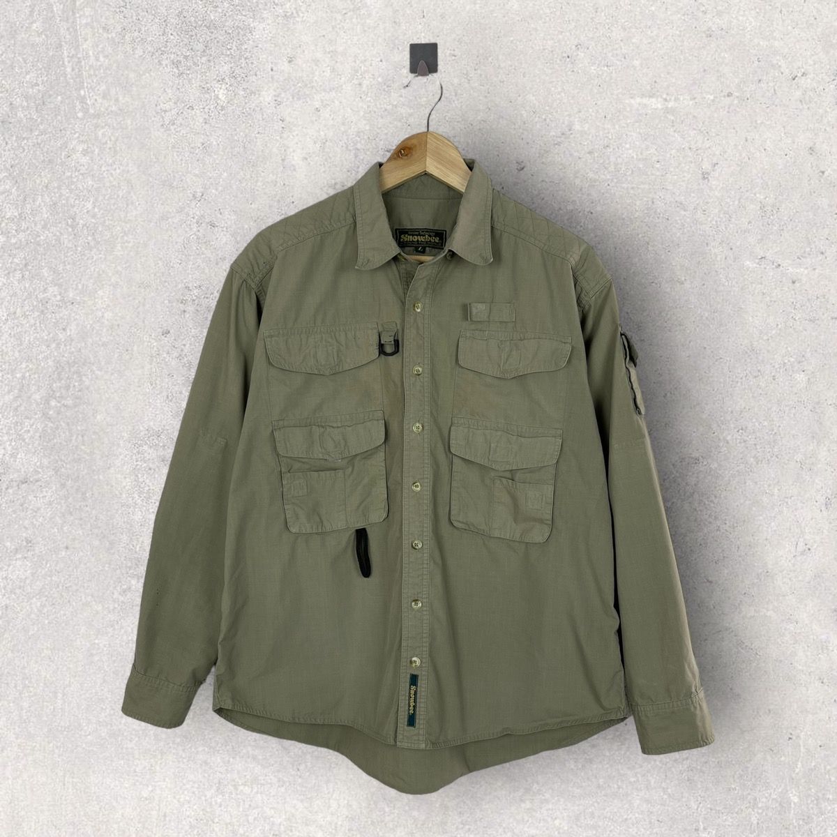 Pre-owned Military X Vintage Snowbee Military Field Long Sleeve Shirt Outdoor Size L In Khaki
