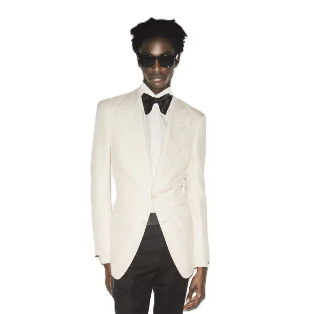 Tom Ford o1loc1c0326 JHAP04 Atticus Silk Dinner Jacket in White Size US M / EU 48-50 / 2 - 2 Thumbnail