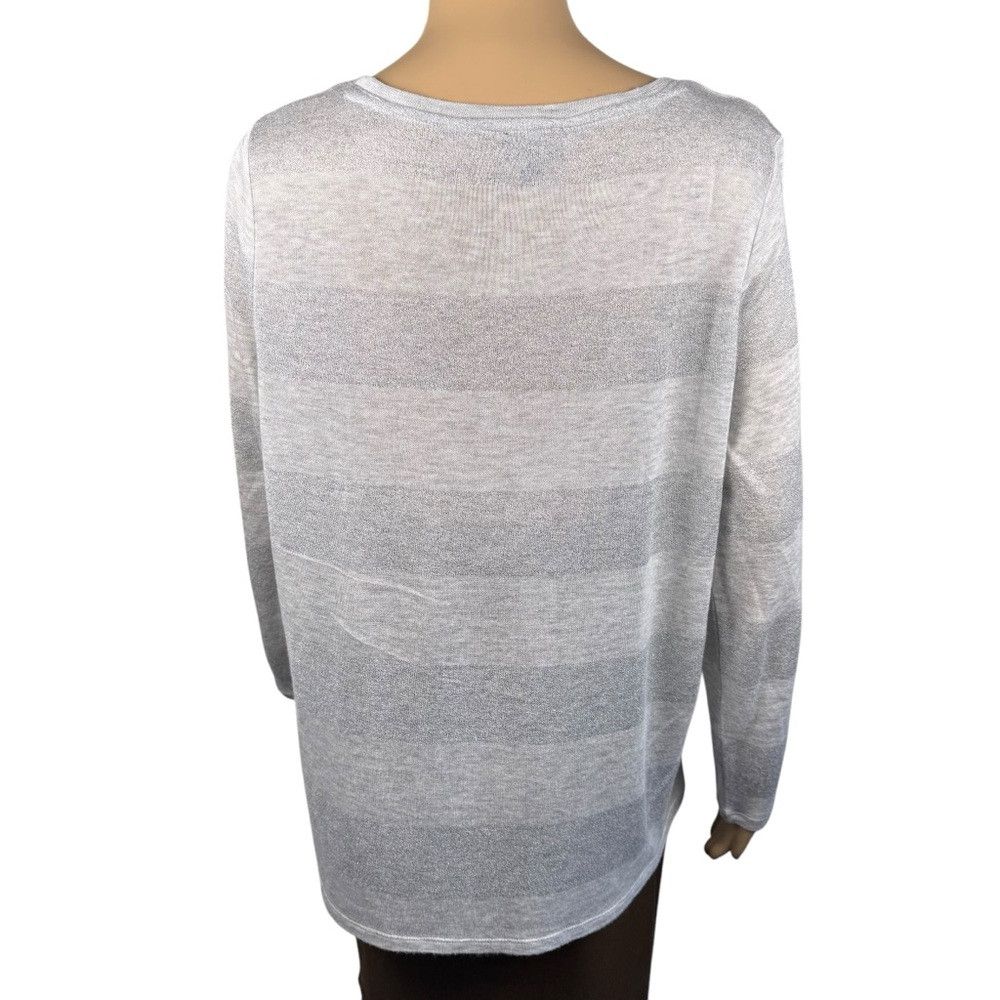 Talbots Talbots Light Grey Silver Metallic Stripes Rayon Sweater Tu Size XL / US 12-14 / IT 48-50 - 3 Thumbnail
