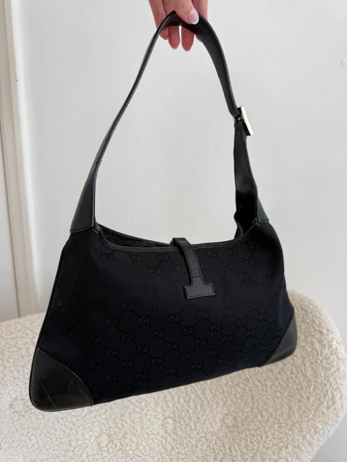Gucci Gucci Jackie GG Canvas Shoulder Bag – Black Size ONE SIZE - 7 Thumbnail