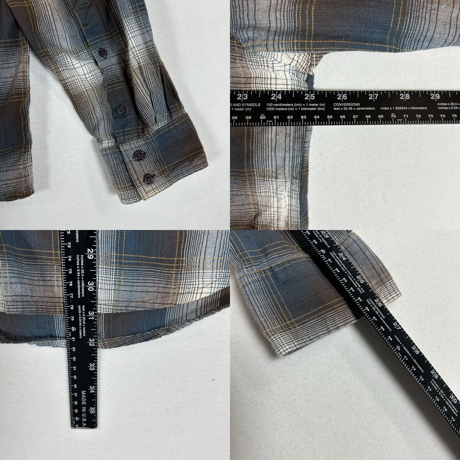 Vintage Horny Toad Shirt Mens XL Plaid Long Sleeve Button-Up Collared Casual Brown Blue Knit 100% Cotton Size US XL / EU 56 / 4 - 8 Thumbnail