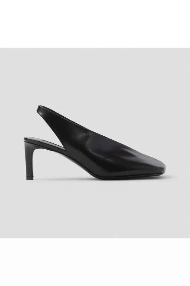Jil Sander o1s22i1n0125 Shiny Leather Slingback Pumps in Black Size US 7 / IT 37 - 1 Thumbnail