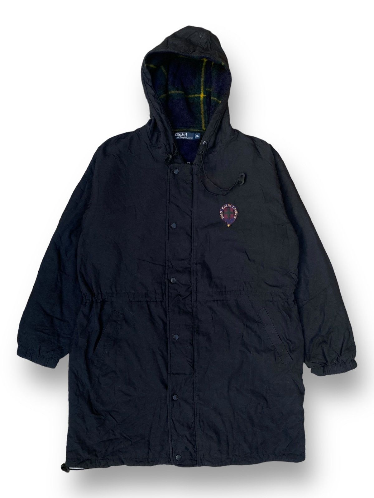 image of Vintage Polo Ralph Laurent Crest Lined Parka Jacket. C3 in Black, Men's (Size Large)