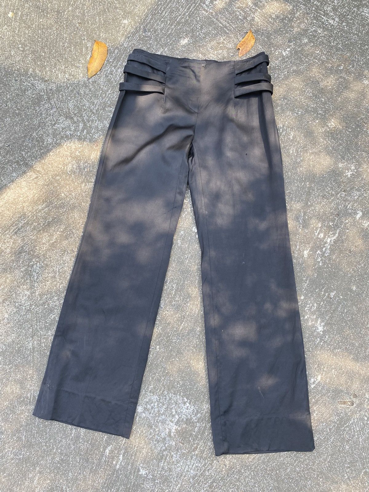 Emporio Armani EMPORIO ARMANI Black Silk Trim-Waist Pants Size 28" / US 6 / IT 42 - 4 Thumbnail