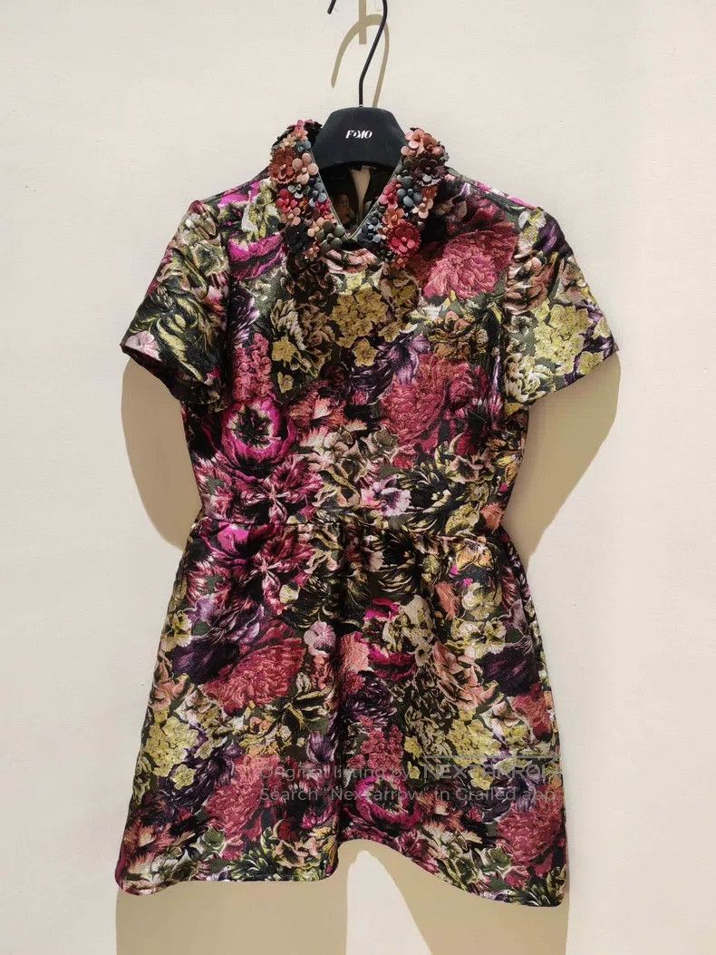 Valentino Valentino A brocade leather collar and a bustling dress Size S / US 4 / IT 40 - 9 Thumbnail