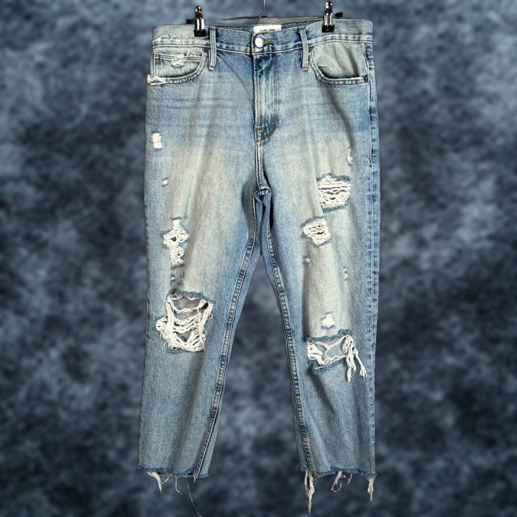 Frame FRAME Jeans Distressed 5-Pocket Design Straight Adult Womens 29 29x? Inseam 26 Blue Cotton Denim Button Vintage No Size 29" - 1 Thumbnail