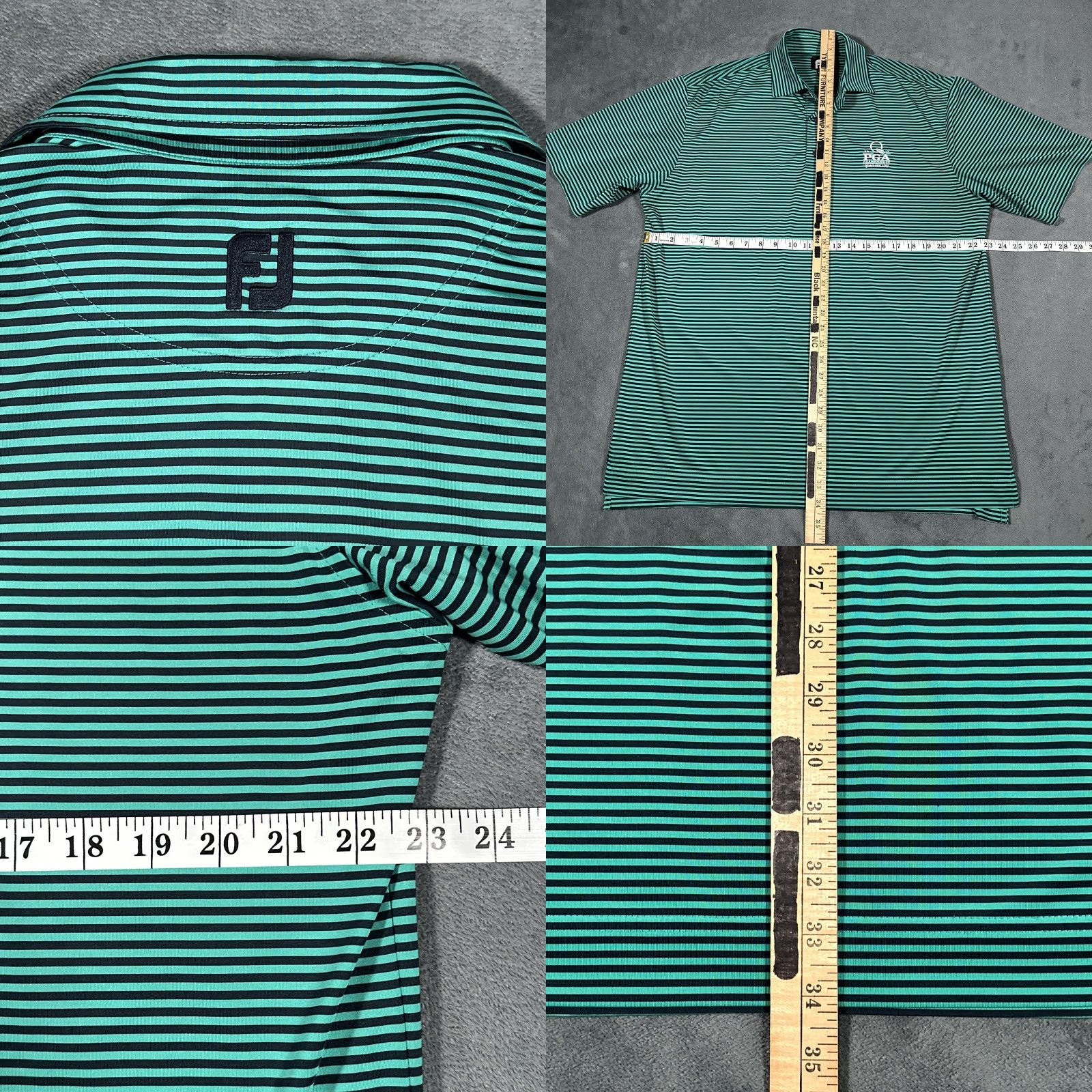 Footjoy FootJoy PGA Championship Quail Hollow Shirt Mens Large Green Stripe Polo Size US L / EU 52-54 / 3 - 8 Thumbnail