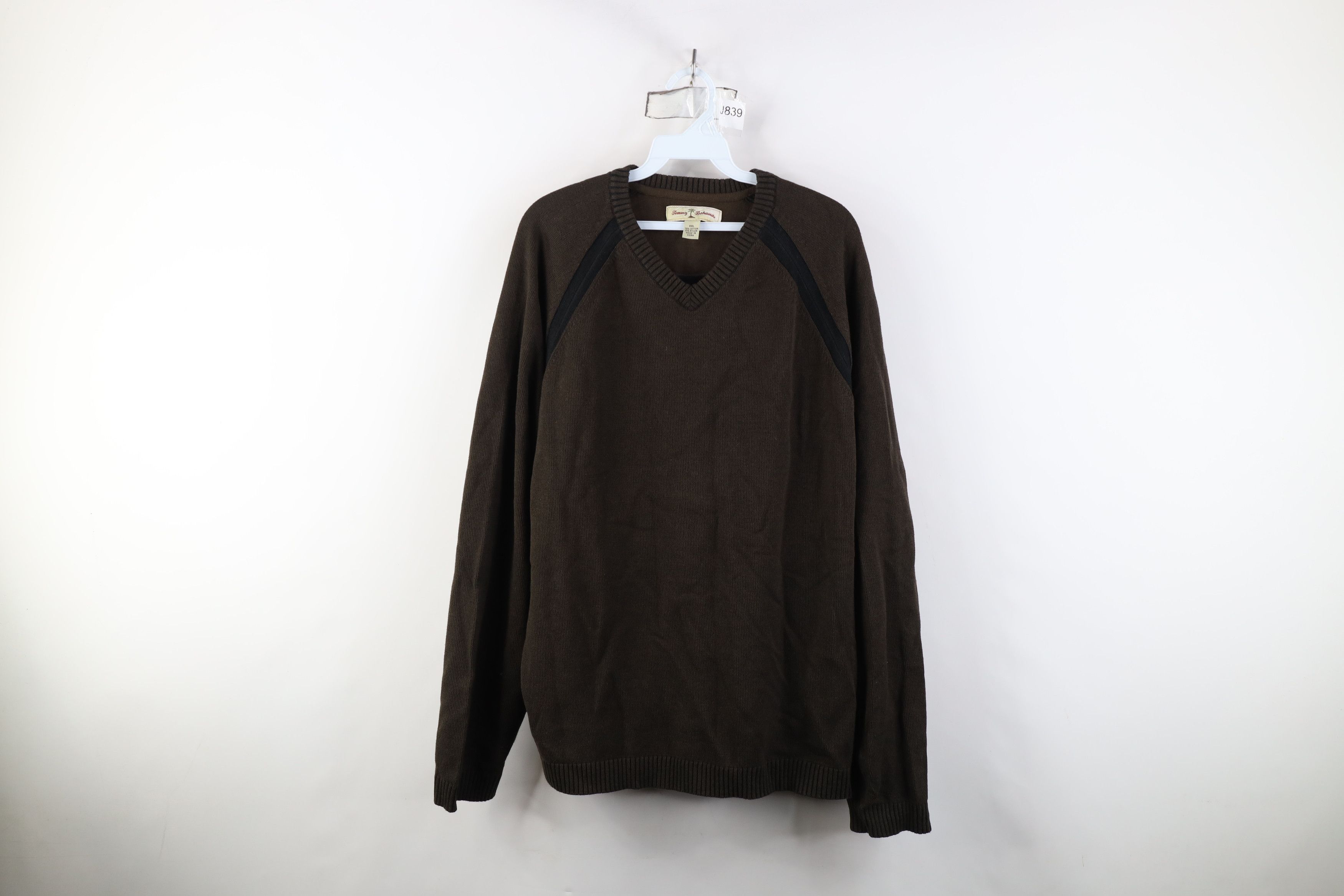 Tommy Bahama Vintage Tommy Bahama Blank Ribbed Knit V-Neck Sweater Brown Size US XXL / EU 58 / 5 - 1 Thumbnail