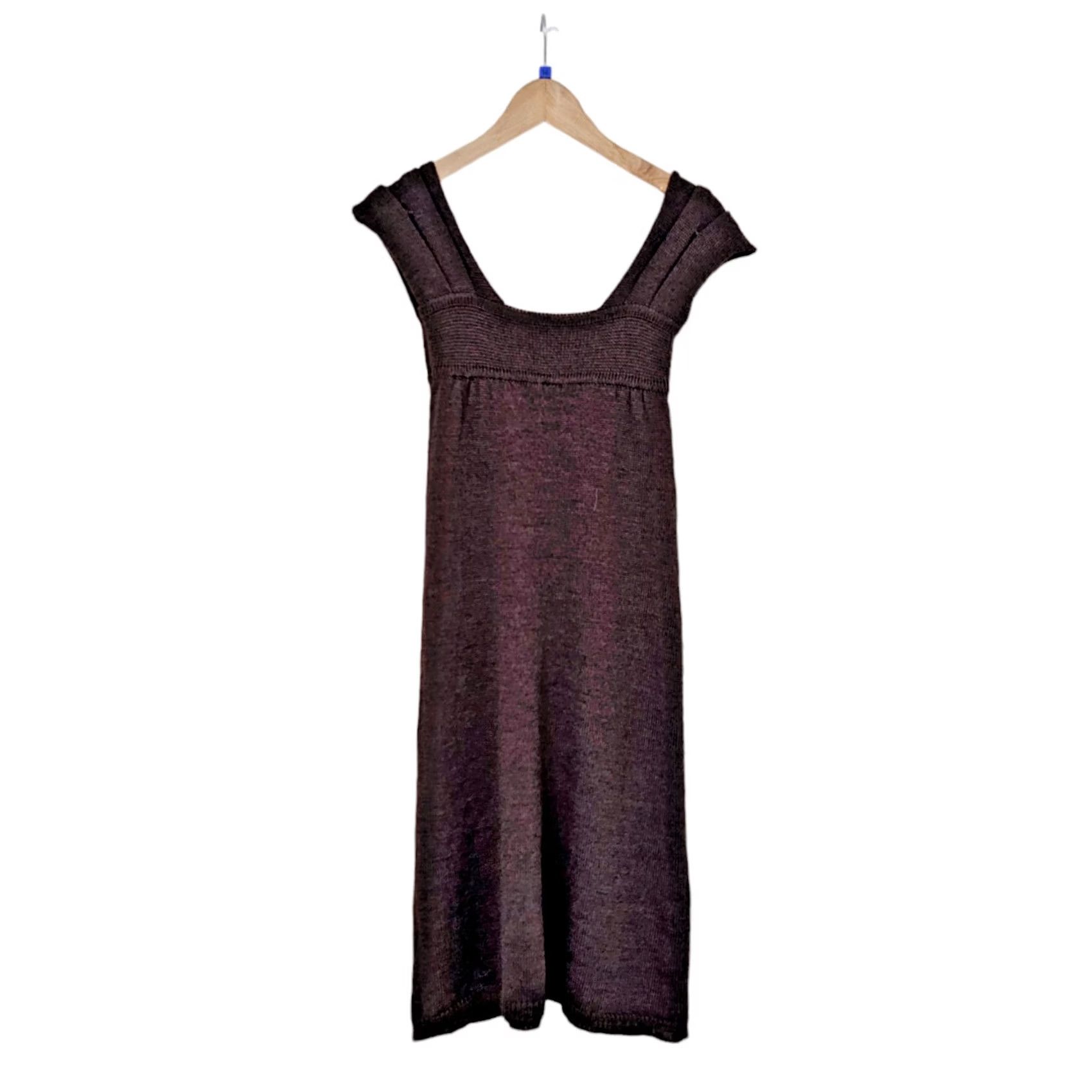 Joseph JOSEPH Womens Dress Knee Length Brown Wool Knit Sleeveless Square Neck Pullover Made In UK Small Casual Designer Modern Boys Girls Mens Womens Size S / US 4 / IT 40 - 2 Thumbnail