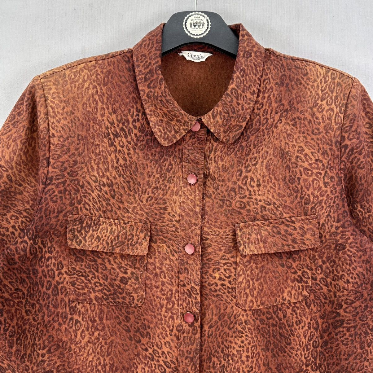 Japanese Brand Vintage 80's Leopard Shirt Flap Pocket by Chenier Faminine Size M / US 6-8 / IT 42-44 - 7 Thumbnail