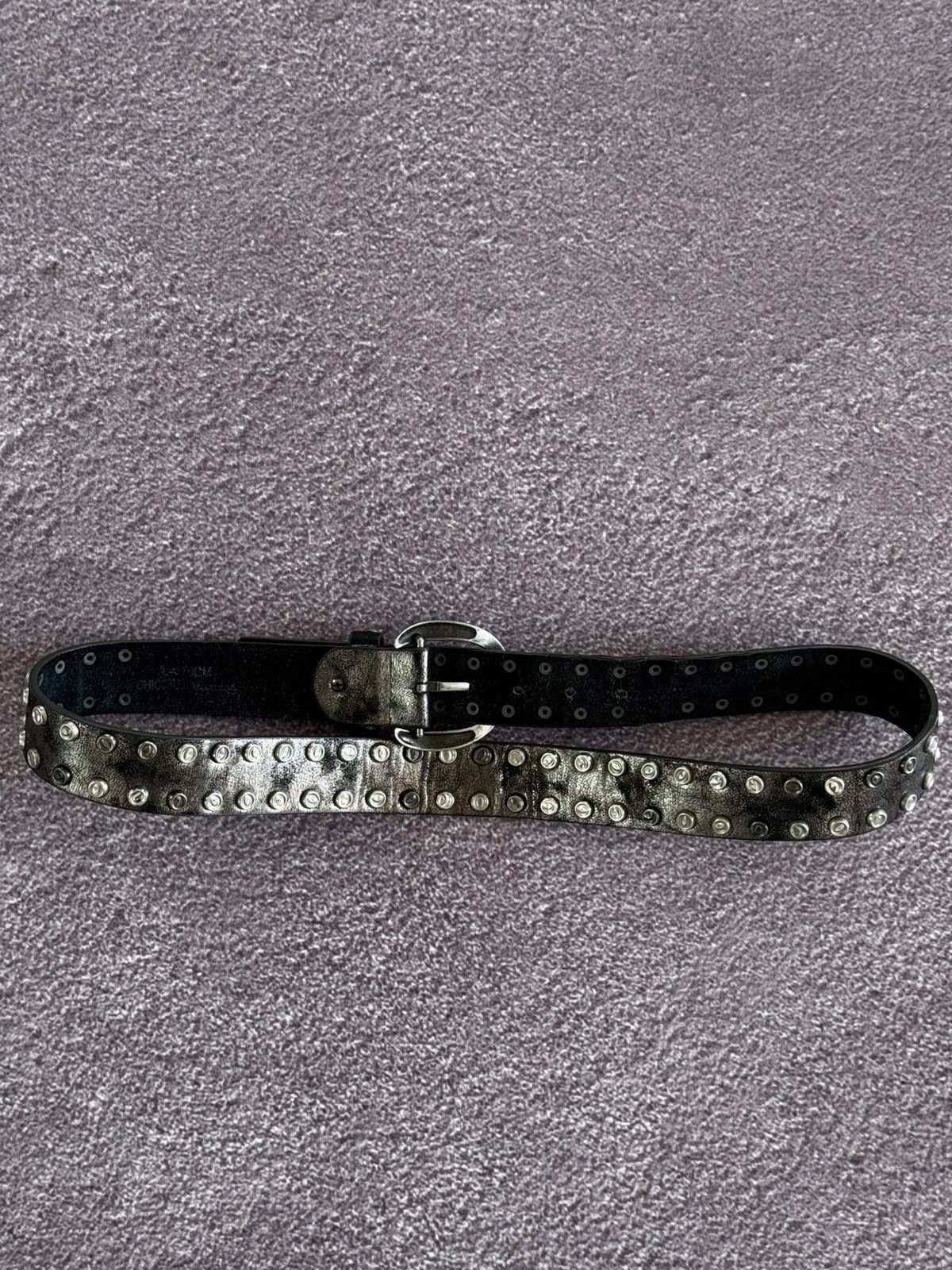 Japanese Brand Vintage Leather Studded Belt Black Metal Diesel style Size ONE SIZE - 7 Thumbnail