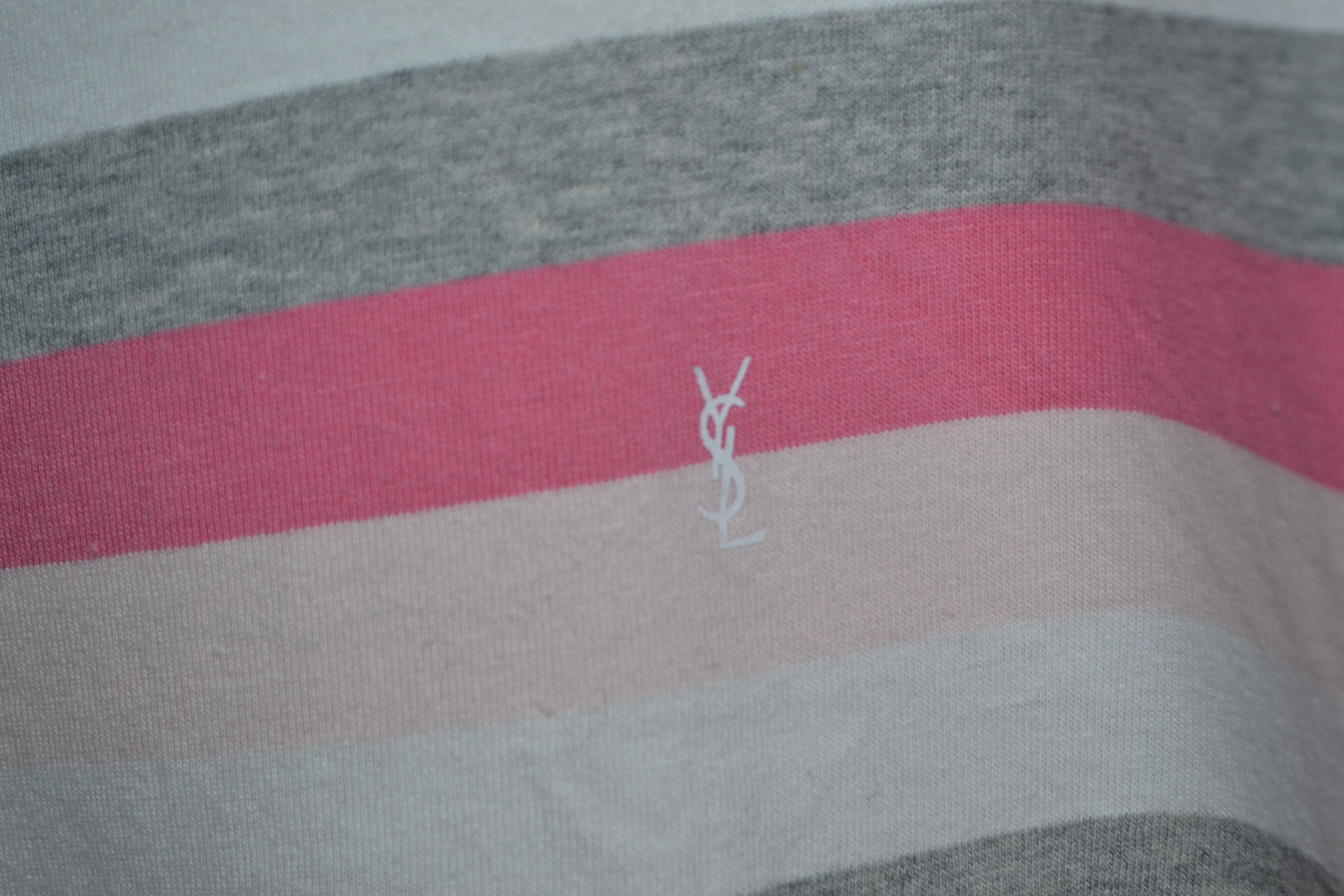 Saint Laurent Paris Yves Saint Laurent Pink Striped Vintage Logo T shirt size L Size US L / EU 52-54 / 3 - 3 Thumbnail