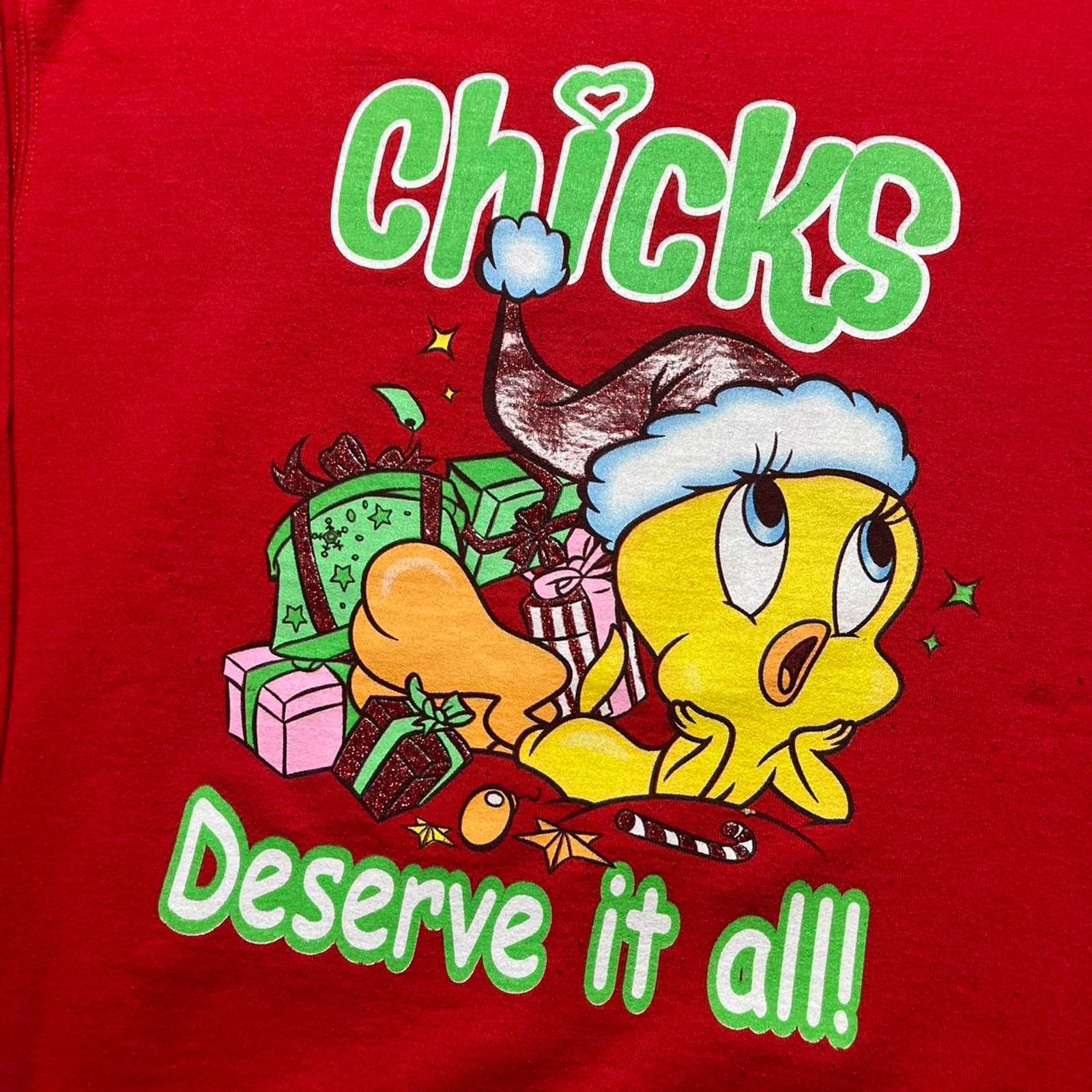 Vintage × Warner Bros Vtg Looney Tunes Tweety Bird Christmas Graphic Sweatshirt Size US XL / EU 56 / 4 - 3 Thumbnail