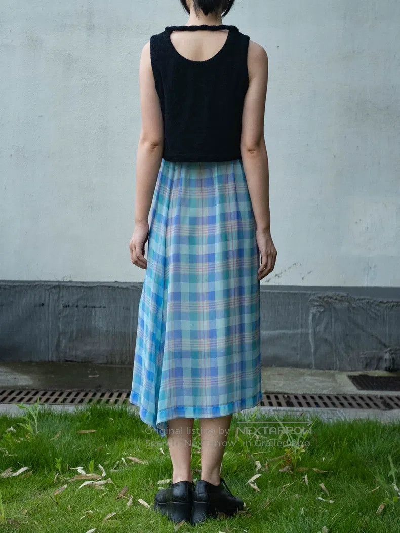 Comme des Garcons Comme Des Garcons Blue Check Transparent Pants Skirt Size 23" - 3 Thumbnail