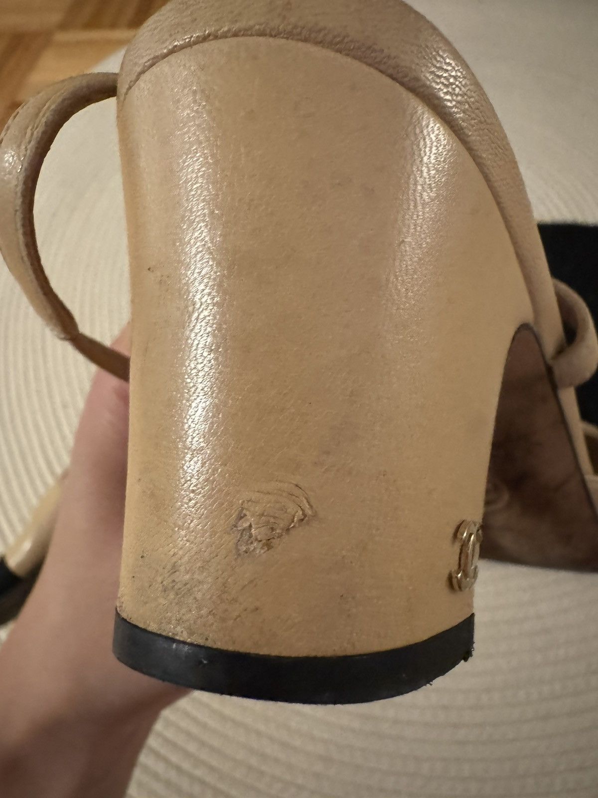 Chanel Chanel SLINGBACKS Goatskin & Grosgrain Beige & Black Size US 8 / IT 38 - 6 Thumbnail