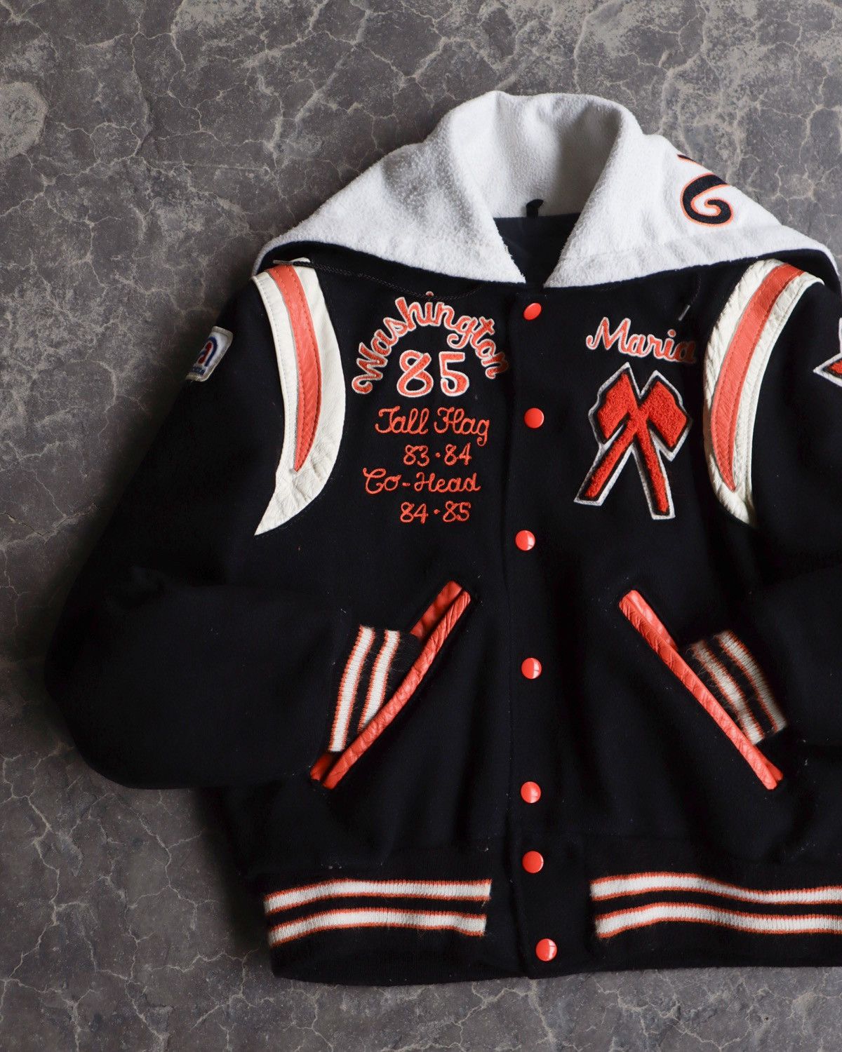 Vintage 80s Vintage Varsity Hooded Cropped Navy Jacket - Women’s M Size M / US 6-8 / IT 42-44 - 3 Thumbnail