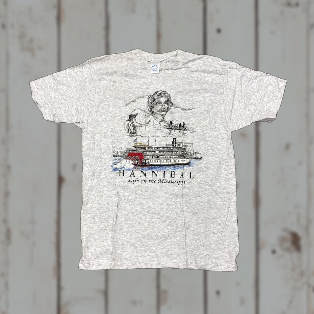 Vintage VINTAGE Prairie Mountain Mississippi T-Shirt Mens L Short Sleeve Gray 90s Graphic Tee Mens Size US L / EU 52-54 / 3 - 1 Thumbnail