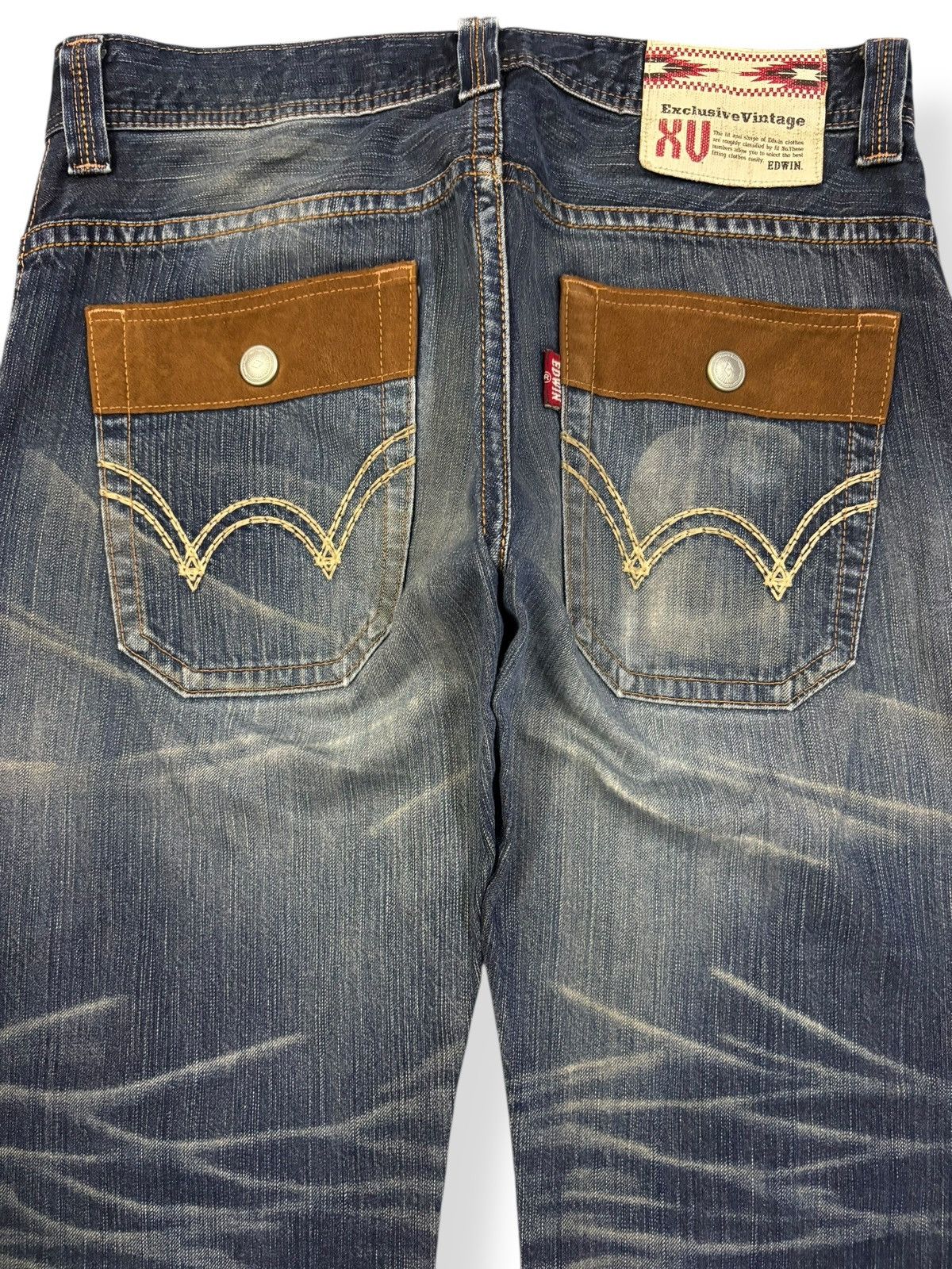 Edwin Vintage Edwin XV Whisker Washed Distressed Denim Bush Pants Size US 35 - 9 Thumbnail