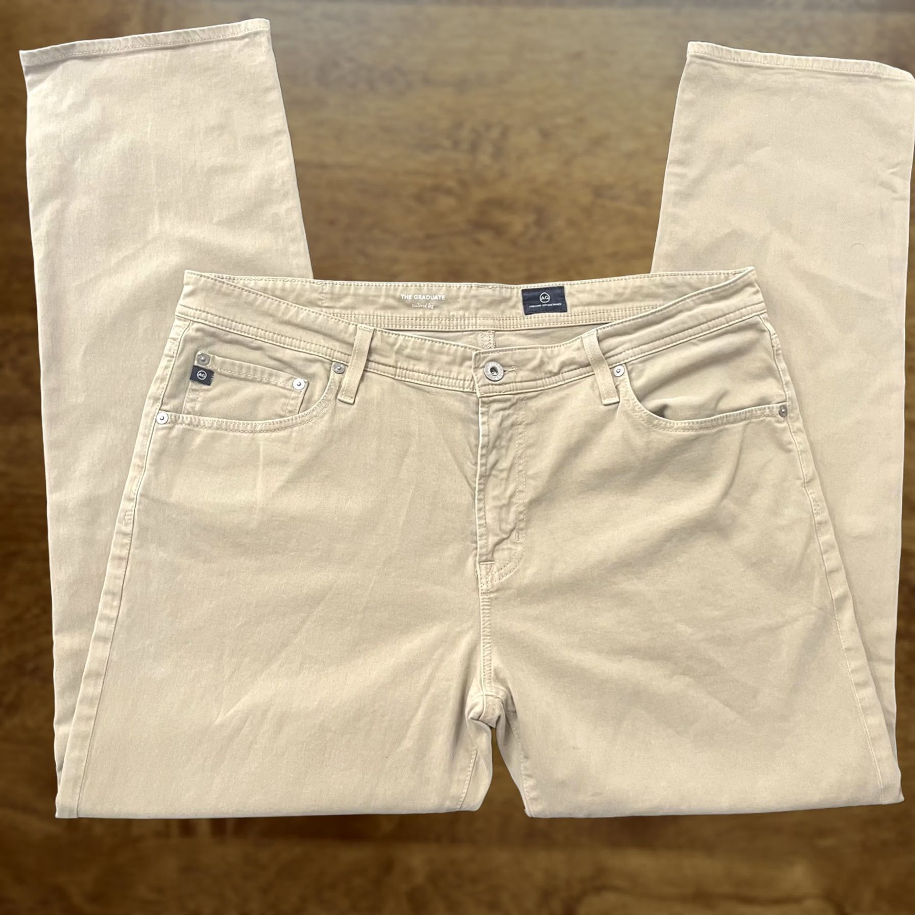 Vintage AG Adriano Goldschmied Mens Large Beige Khaki Pants Vintage Size US 36 / EU 52 - 1 Thumbnail